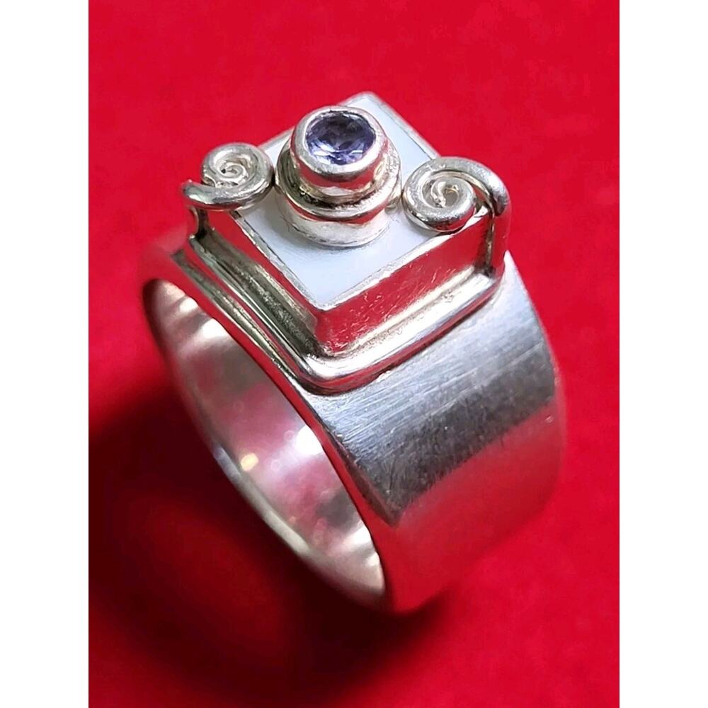 Vintage Sajen Designer Sterling Silver 925 Solitaire Cocktail Purple Ring Sz 5.7